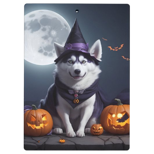 Husky Dog Halloween Adventure Moonlit Magic Spooky Klemmbrett (Rückseite)