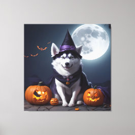 Husky Dog Halloween Adventure Moonlit Magic Spooky Leinwanddruck