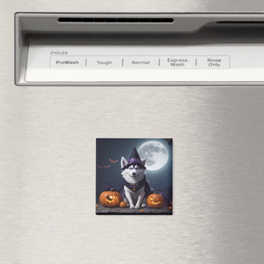 Husky Dog Halloween Adventure Moonlit Magic Spooky Magnet (In Situ (Geschirrspüler))
