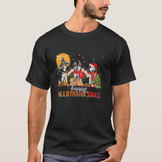 Husky Dog Halloween Erntedank Glücklicher Hallowee T-Shirt