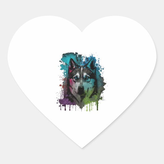 Husky Dog Herz-Aufkleber (Vorderseite)