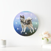 Husky Dog, Husky Art Wall Clock Große Wanduhr (Zuhause)