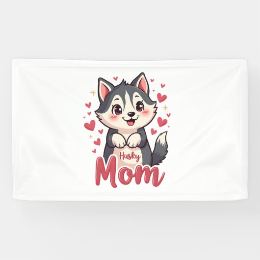 Husky Dog Mama Niedlich Kawaii Design Banner (Horizontal)