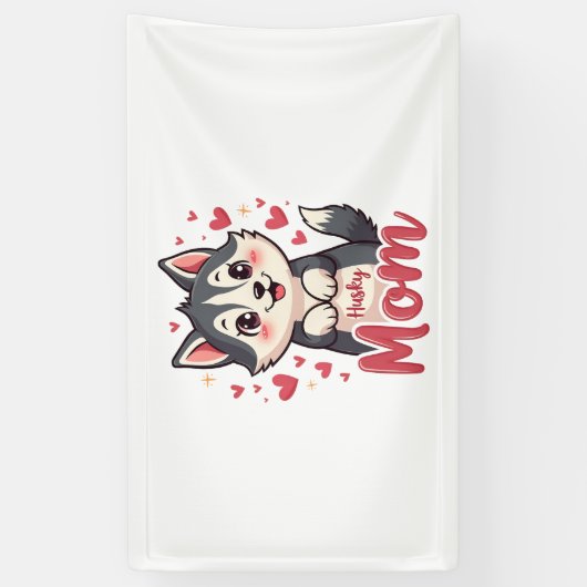 Husky Dog Mama Niedlich Kawaii Design Banner (Vertikal)