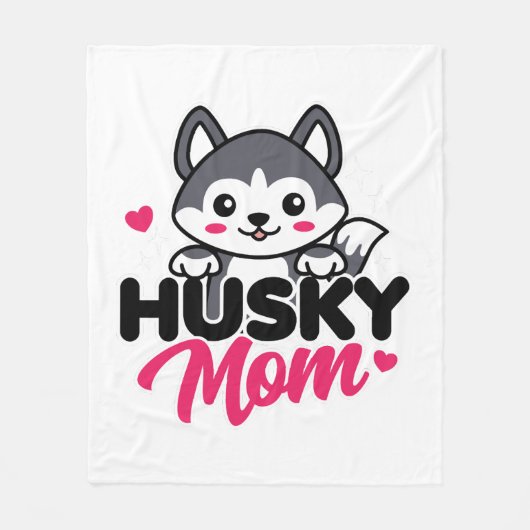 Husky Dog Mama Niedlich Kawaii Design Fleecedecke (Vorderseite)