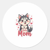 Husky Dog Mama Niedlich Kawaii Design Runder Aufkleber (Vorderseite)