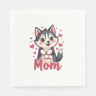 Husky Dog Mama Niedlich Kawaii Design Serviette