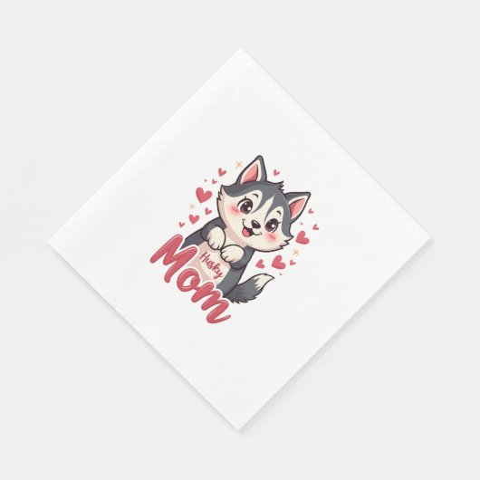 Husky Dog Mama Niedlich Kawaii Design Serviette (Ecke)