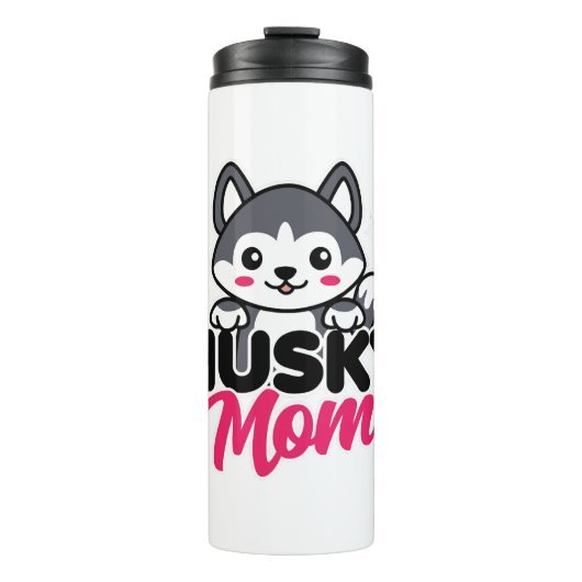 Husky Dog Mama Niedlich Kawaii Design Thermosbecher (Vorderseite)