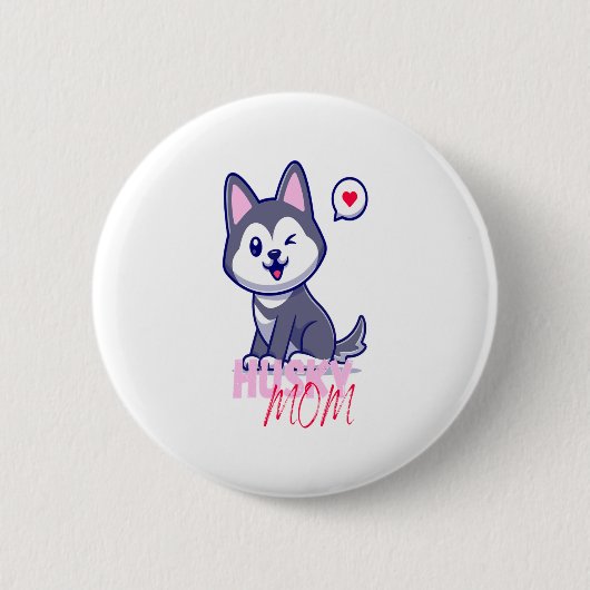 Husky Dog Mama Niedlich Kawaii Welppy Button (Vorderseite)