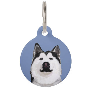 Husky dog Mustache Pet Tag Haustiermarke