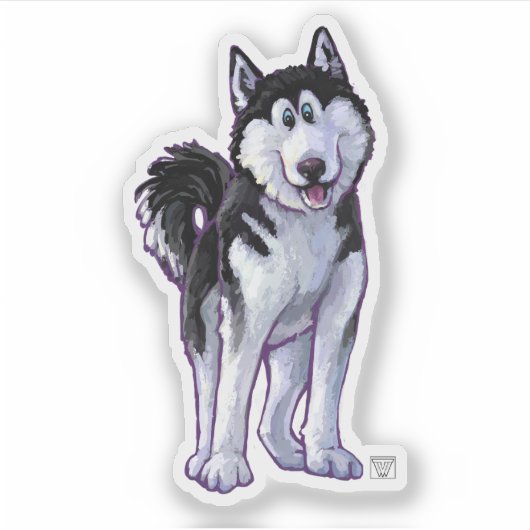 Husky Dog Painting Aufkleber (Vorderseite)