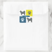 Husky Dog & Paw Y&B Grid Square Sticker (Tasche)