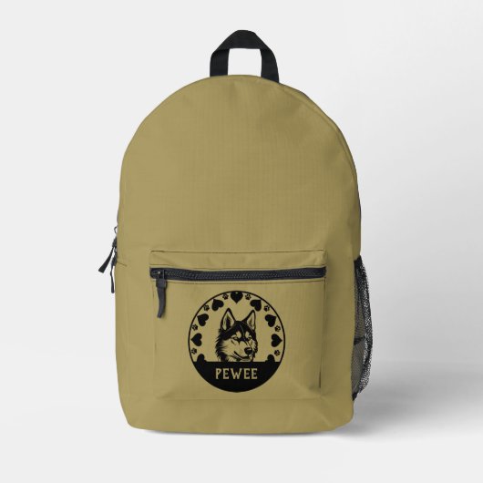 Husky Dog Pet Owner Bedruckter Rucksack (Vorderseite)