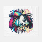 Husky Dog Pirate Fleecedecke (Vorderseite (Horizontal))