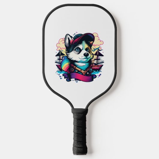 Husky Dog Pirate Pickleball Schläger (Vorderseite)