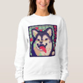 Husky, dog Pixel Art, pixelart Sweatshirt (Vorderseite)