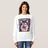Husky, dog Pixel Art, pixelart Sweatshirt (Vorne ganz)