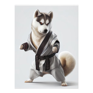 Husky Dog Play Karate, Karate Champion Husky Dog Fotodruck