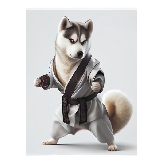 Husky Dog Play Karate, Karate Champion Husky Dog Fotodruck (Vorne)