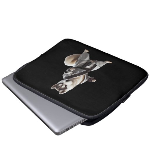 Husky Dog Play Karate, Karate Champion Husky Dog Laptopschutzhülle (Vorne Knopf)