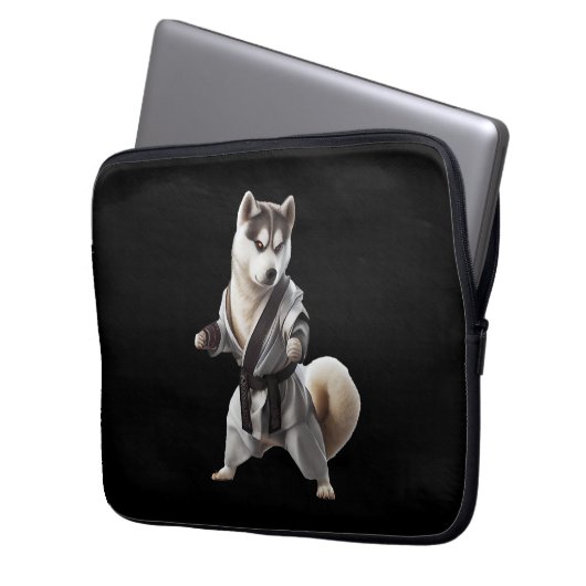 Husky Dog Play Karate, Karate Champion Husky Dog Laptopschutzhülle (Vorderseite Links)