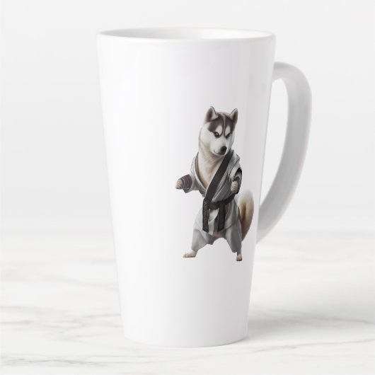 Husky Dog Play Karate, Karate Champion Husky Dog Milchtasse (Rechte Ecke)