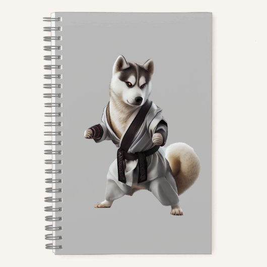 Husky Dog Play Karate, Karate Champion Husky Dog Notizblock (Vorderseite)