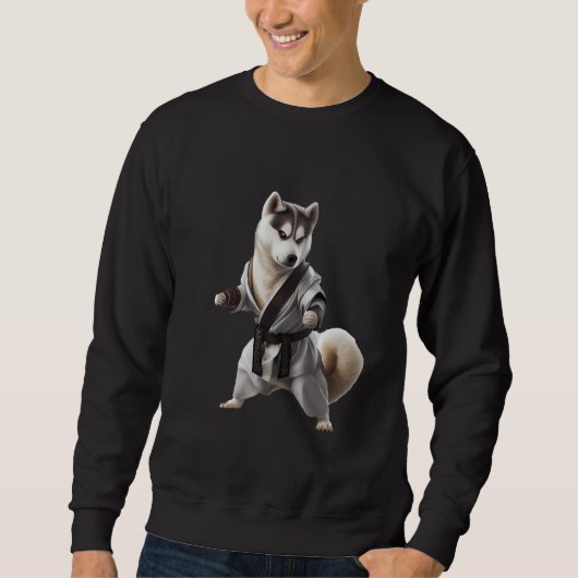 Husky Dog Play Karate, Karate Champion Husky Dog Sweatshirt (Vorderseite)