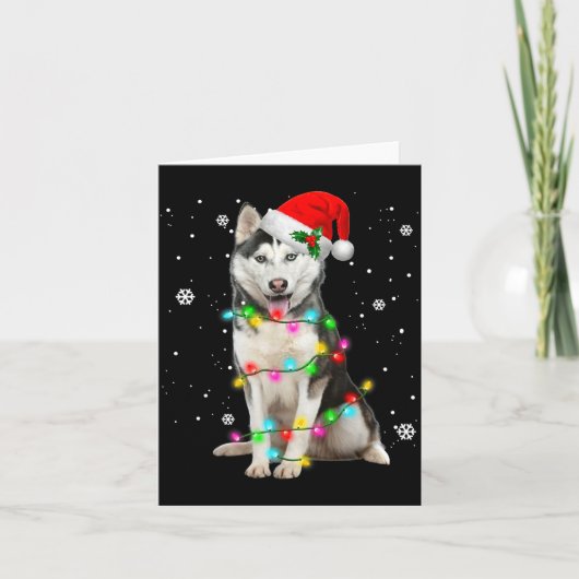Husky Dog Santa Hat Christmas Tree Xmas For Dogs L Karte (Vorderseite)