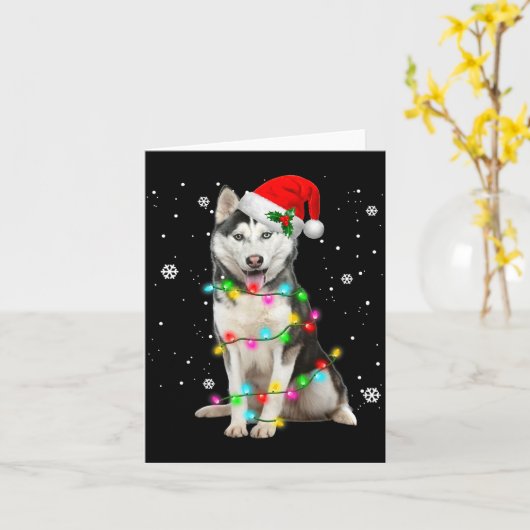 Husky Dog Santa Hat Christmas Tree Xmas For Dogs L Karte (Gelbe Blume)