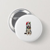 Husky Dog Santa Hat Christmas Tree Xmas Gifts For  Button (Vorne & Hinten)