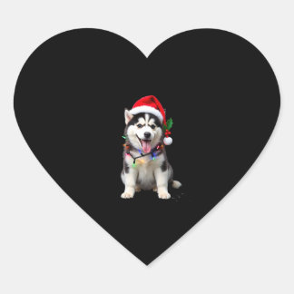 Husky Dog Santa Hat Christmas Tree Xmas Gifts For  Herz-Aufkleber