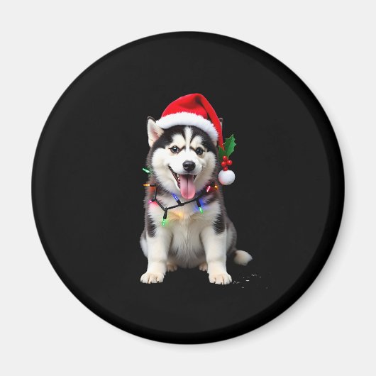 Husky Dog Santa Hat Christmas Tree Xmas Gifts For Magnet (Vorne)