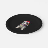 Husky Dog Santa Hat Christmas Tree Xmas Gifts For Pappteller (Schrägansicht)