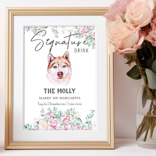 Husky Dog Signature Drink Sign Poster