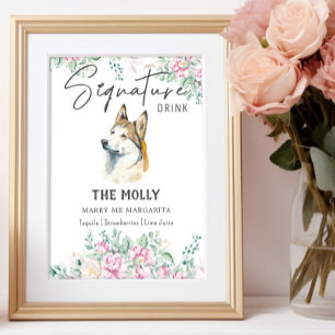 Husky Dog Signature Drink Sign Poster