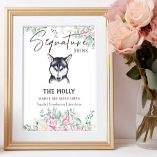 Husky Dog Signature Drink Sign Poster