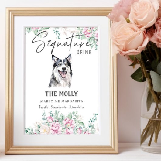 Husky Dog Signature Drink Sign Poster
