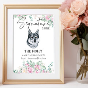 Husky Dog Signature Drink Sign Poster