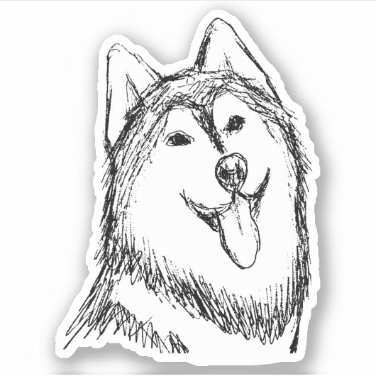 Husky Dog Sketch Aufkleber (Vorderseite)