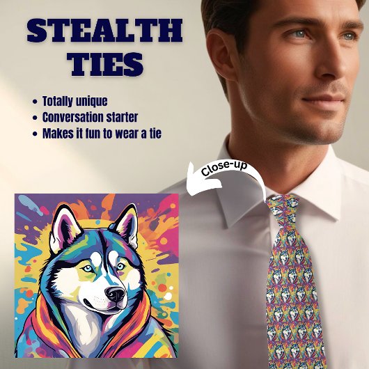 Husky Dog Stealth Neck Tie Krawatte