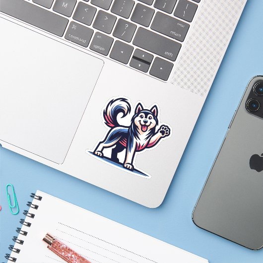 Husky Dog Sticker (Laptop mit iPhone)