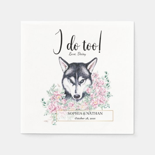 Husky Dog Wedding Cocktail Napkins Serviette (Vorderseite)