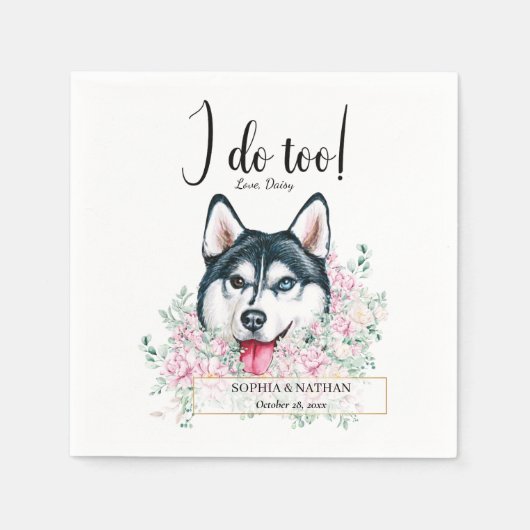 Husky Dog Wedding Cocktail Napkins Serviette (Vorderseite)
