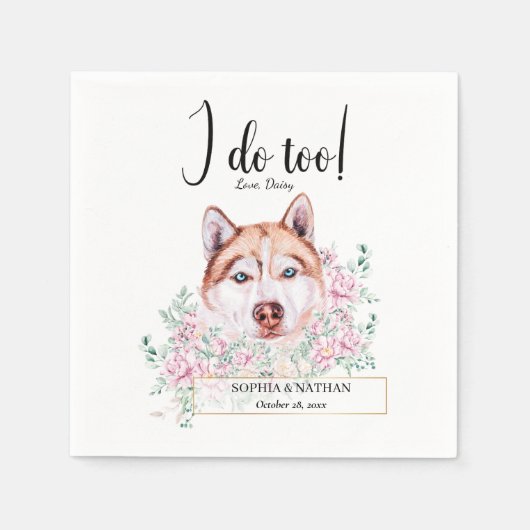 Husky Dog Wedding Cocktail Napkins Serviette (Vorderseite)