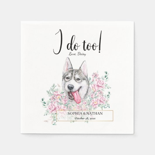 Husky Dog Wedding Cocktail Napkins Serviette (Vorderseite)