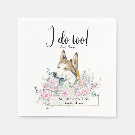 Husky Dog Wedding Cocktail Napkins Serviette (Vorderseite)
