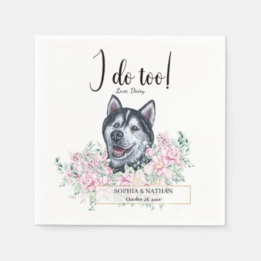 Husky Dog Wedding Cocktail Napkins Serviette (Vorderseite)
