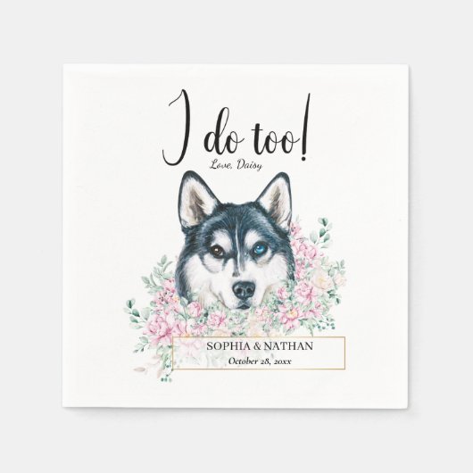 Husky Dog Wedding Cocktail Napkins Serviette (Vorderseite)